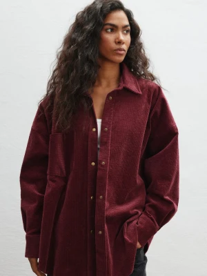 Sztruksowa koszula typu oversize w kolorze BURGUNDY - GARNET Marsala