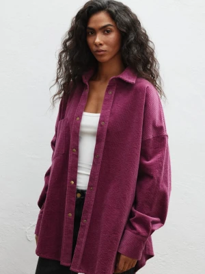 Sztruksowa koszula typu oversize w kolorze VIOLET - GARNET-S/M Marsala