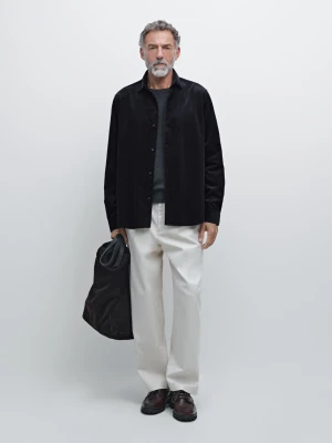 Sztruksowa Koszula Wierzchnia Regular Fit - Granatowy - - Massimo Dutti - Mężczyzna