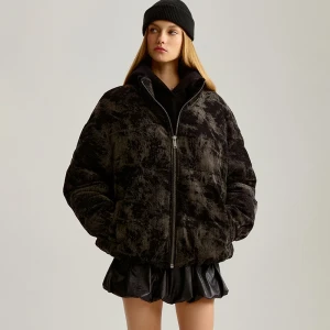 Sztruksowa kurtka puffer z motywem acid wash House