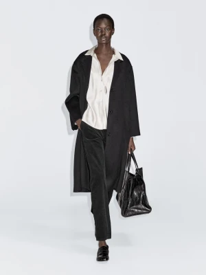 Sztruksowe Spodnie O Kroju Barrel Fit - Czarny - - Massimo Dutti - Kobieta