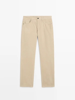 Sztruksowe Spodnie Tapered Fit - Beżowy - Massimo Dutti - Male