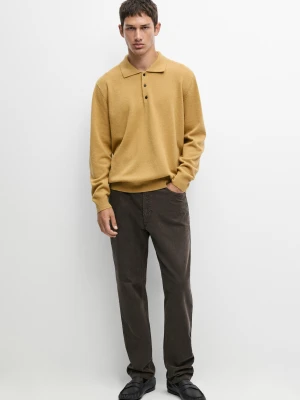 Sztruksowe Spodnie Tapered Fit - Zielony Khaki - Massimo Dutti - Male