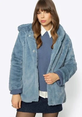 Sztuczne futerko oversize z kapturem niebieskie Wittchen