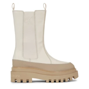 Sztyblety Calvin Klein Jeans Flatform Chelsea Boot Lth Wn YW0YW01111 Écru