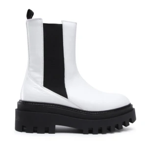 Sztyblety Calvin Klein Jeans Flatform Chelsea Boot YW0YW00850 Biały
