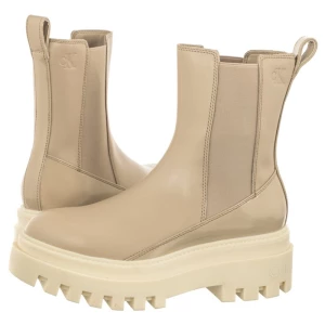 Sztyblety Chunky Boot Chelsea Lth Mg Sat Cement YW0YW01286 PA5 (CK413-a) Calvin Klein