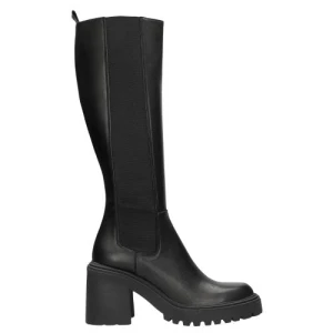 Czarne skórzane sztyblety w formie kozakow na obcasie 71110-50 Wojas