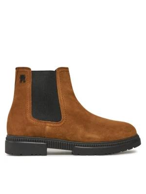 Sztyblety Tommy Hilfiger Casual Cleated Suede Chelsea FM0FM05037 Brązowy