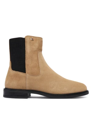 Sztyblety Tommy Hilfiger Enamel Flag Suede Ankle Chelsea FW0FW09575 Beżowy