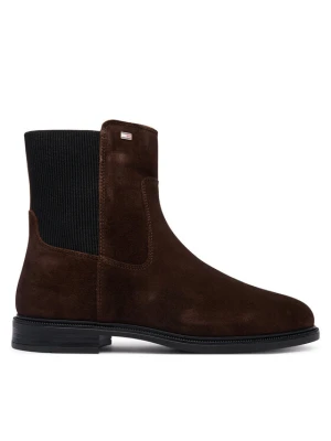 Sztyblety Tommy Hilfiger Enamel Flag Suede Ankle Chelsea FW0FW09575 Brązowy