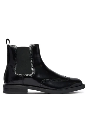 Sztyblety Tommy Hilfiger Lth Abrasivato Brogue Chelsea FM0FM06079 Czarny