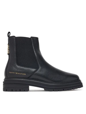 Sztyblety Tommy Hilfiger Th Emboss Grain Leather Chelsea FW0FW09559 Czarny