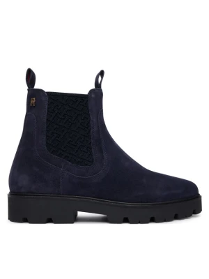 Sztyblety Tommy Hilfiger Th Monogram Suede Chelsea Boot FW0FW09563 Granatowy