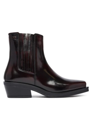 Sztyblety Tommy Jeans Tjw Brushed Leather Cowboy Boots EN0EN03077 Brązowy ciemny