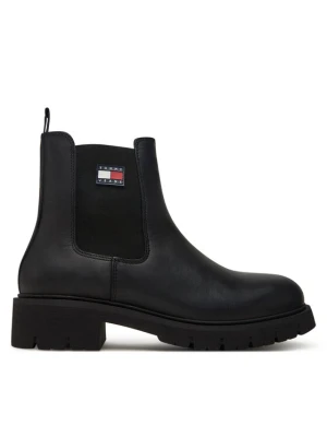 Sztyblety Tommy Jeans Tjw Chelsea Leather Boot EN0EN02825 Czarny