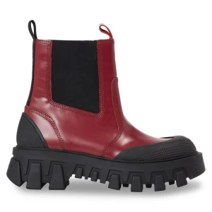 Sztyblety Tommy Jeans Tjw Chunky Chelsea Mix Material EN0EN02375 Czerwony