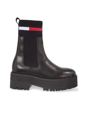 Sztyblety Tommy Jeans Tjw Flatform Chelsea Sock EN0EN02301 Czarny