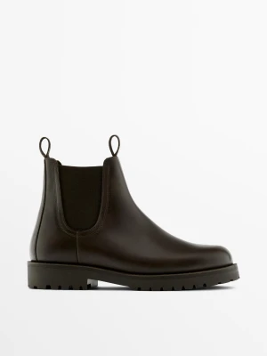 Sztyblety Z Dwoiny Skórzanej - Brązowy - - Massimo Dutti - Mężczyzna