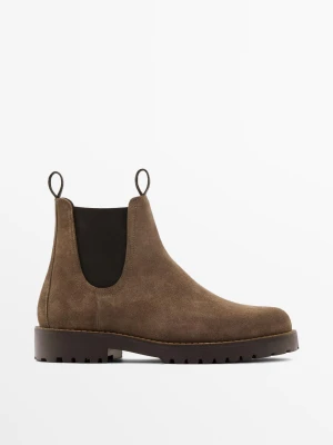 Sztyblety Z Dwoiny Skórzanej - Norkowy - - Massimo Dutti - Mężczyzna