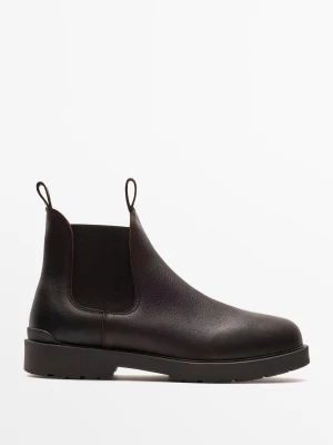 Sztyblety Z Natłuszczanej Skóry - Brązowy - Massimo Dutti - Male
