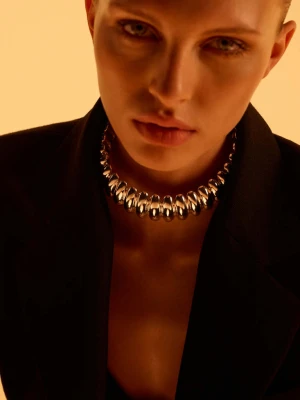 Sztywny choker z wypukłym wzorem srebrny - Kobieta - Rozmiar uniwersalny - MANGO