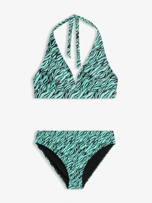 Szybkoschnące bikini z dekoltem typu halter (2 części) BonPrix zielony