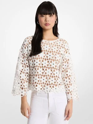 Szydełkowa kwiecista bluzka z lustrzanymi zdobieniami MICHAEL Michael Kors