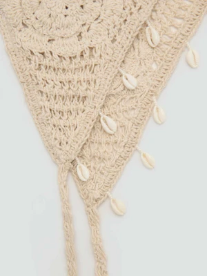 Szydełkowa opaska do włosów beżowy - Dziewczyna - Rozmiar uniwersalny - MANGO TEEN