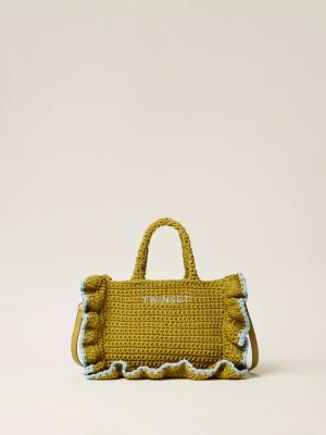 SZYDEŁKOWA PISTACJOWA TOREBKA Z FALBANĄ TWINSET