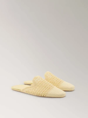Szydełkowe klapki pastelowy żółty - Kobieta - - MANGO
