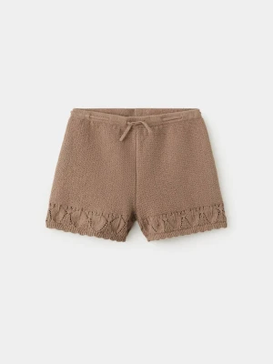 Szydełkowe szorty z pofalowanym wykończeniem brązowy - Dzieci - lata - MANGO KIDS