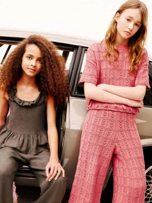 Szydełkowy sweter z krótkim rękawem truskawkowy - Dzieci - lata - MANGO KIDS