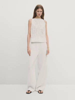 Szydełkowy Top - Biały - - Massimo Dutti - Kobieta