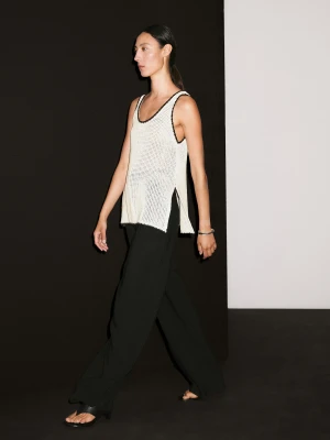 Szydełkowy Top Na Ramiączkach Ze 100% Bawełny - Surowy - - Massimo Dutti - Kobieta