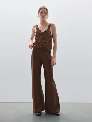 Szydełkowy Top W Kwiaty − Studio - Brązowy - - Massimo Dutti - Kobieta