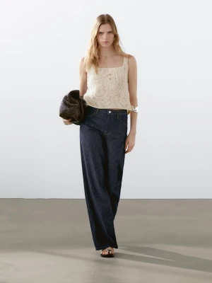 Szydełkowy Top Z Dzianiny - Surowy - - Massimo Dutti - Kobieta