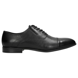 Czarne eleganckie półbuty męskie quarter brogue 10165-51 Wojas