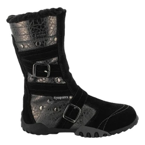 Czarne kozaki dziewczęce z metaliczna skóra Bartek t 24574 j11