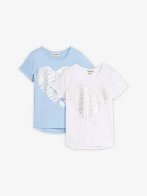 T-shirt (2 szt.), bawełna organiczna BonPrix niebieski