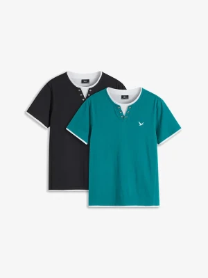 T-shirt 2 w 1, krótki rękaw (2 szt.) BonPrix niebieski