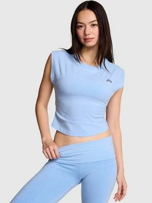T shirt All Day Cotton z krzyżowanymi plecami Victoria's Secret Niebieski