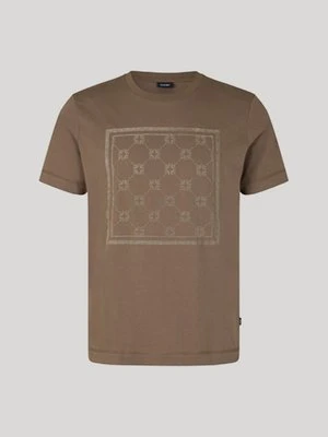 T-shirt Bajo w kolorze taupe ze wzorem w chabry Joop