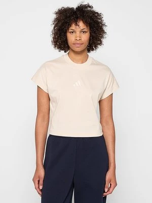 T-shirt basic Adidas beżowy