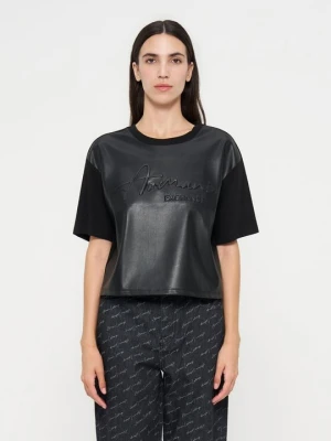 T-shirt basic Armani Exchange czarny melanż