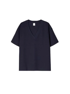T-shirt basic Bershka błękit królewski
