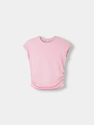 T-shirt basic Bershka jasnoróżowy