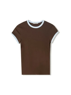 T-shirt basic Bershka ciemnozielony