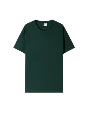 T-shirt basic Bershka ciemnozielony