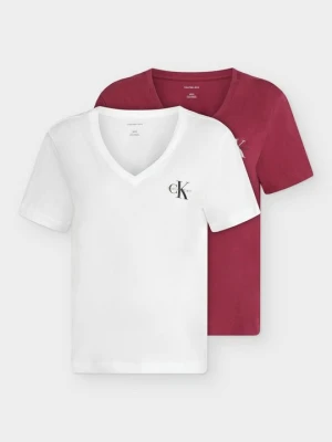 T-shirt basic Calvin Klein Jeans bordowy